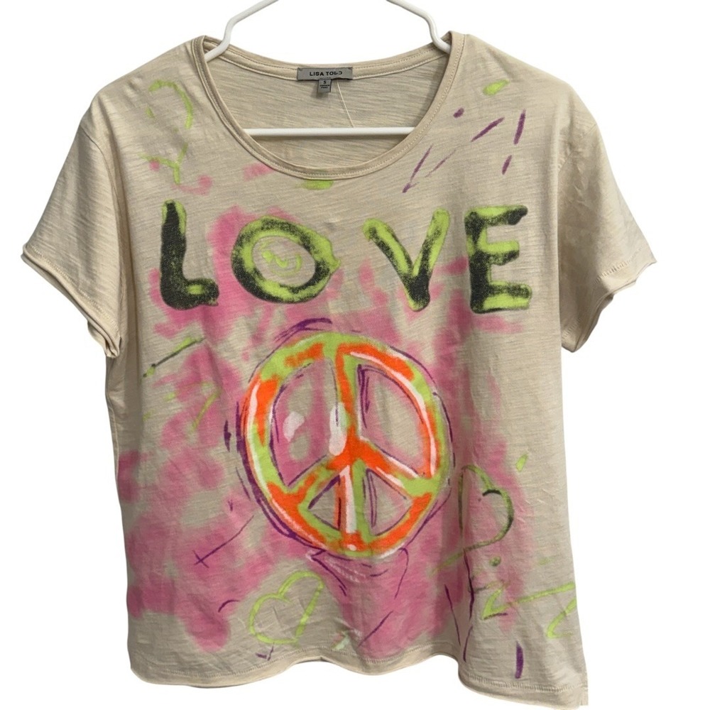 Lisa Todd Peace Love Graffiti Top Womens S Art To Wear T Shirt‎ Statement Cotton